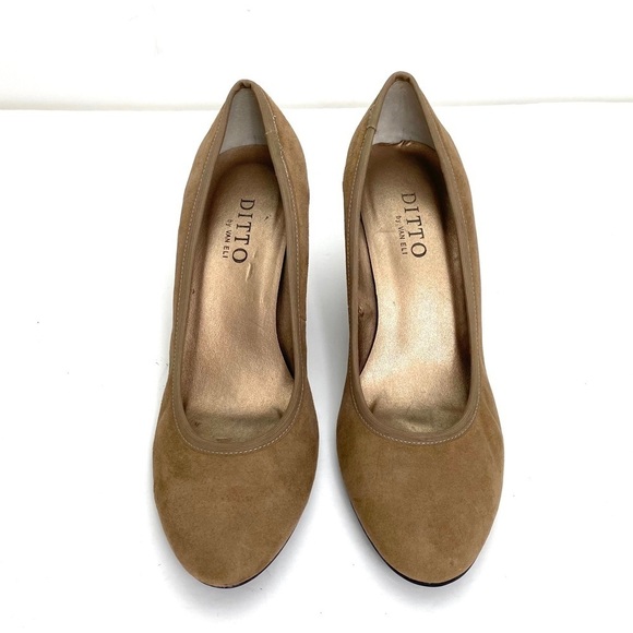 DITTO by Van Eli Suede Wedge Heel Pumps in Camel Tan - Picture 2 of 10